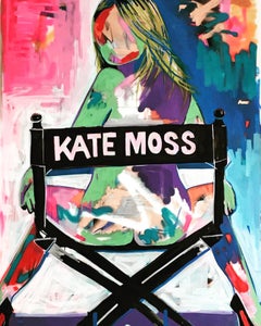 Kate Moss. Original. Acrylic on Canvas, Directors Chair, Lui Magazine, Signed.