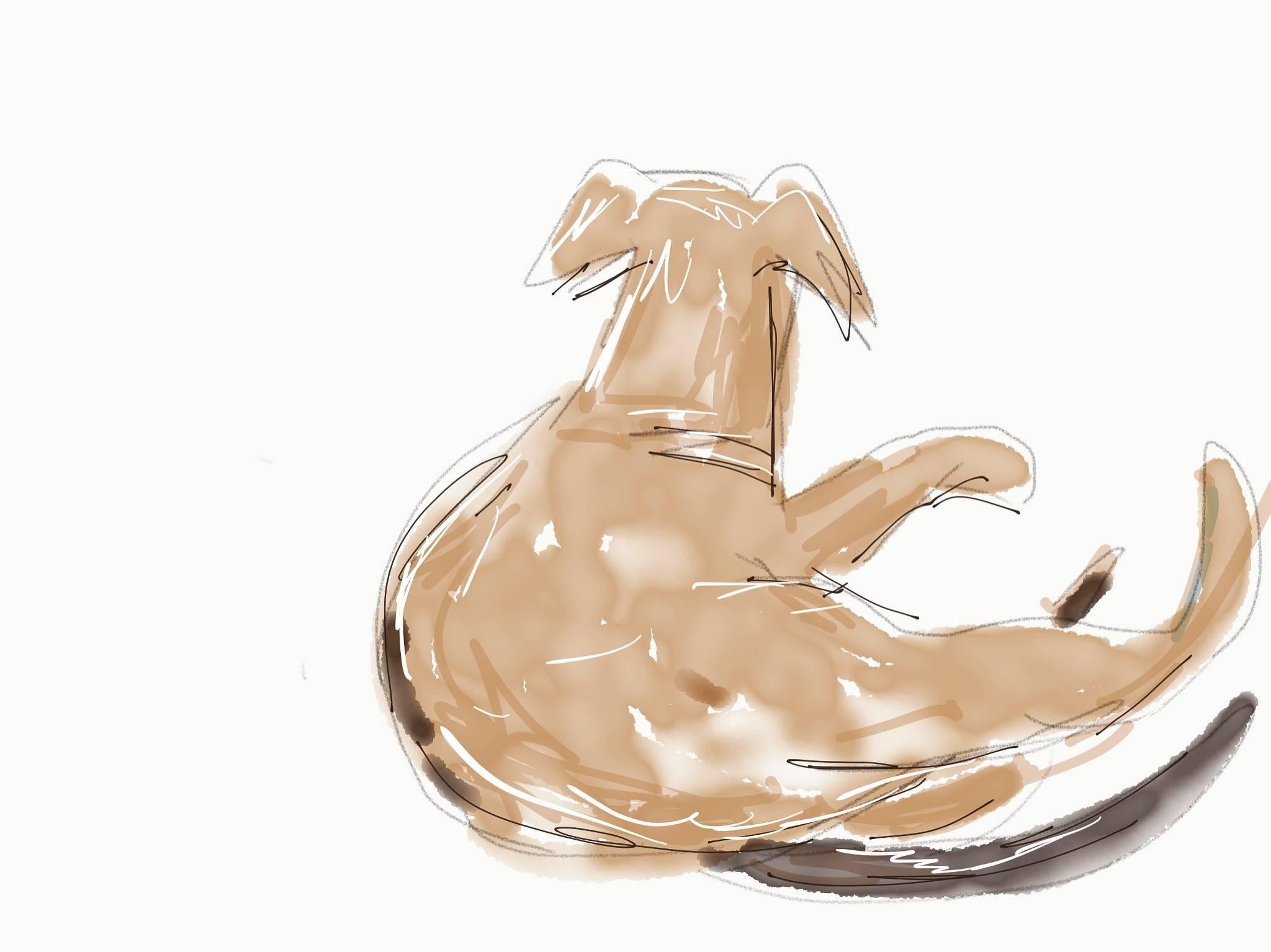 Claire Westwood Animal Print - Dog Sketch, Digital Print, Hand Embellished White frost diamond dust, Signed