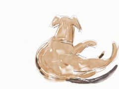 Dog Sketch, Digital Print, Hand Embellished White frost diamond dust, Signed