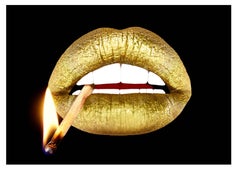 Gold Lips Figurative print. Mixed MediaLimited Edition of 10. Personally signed.