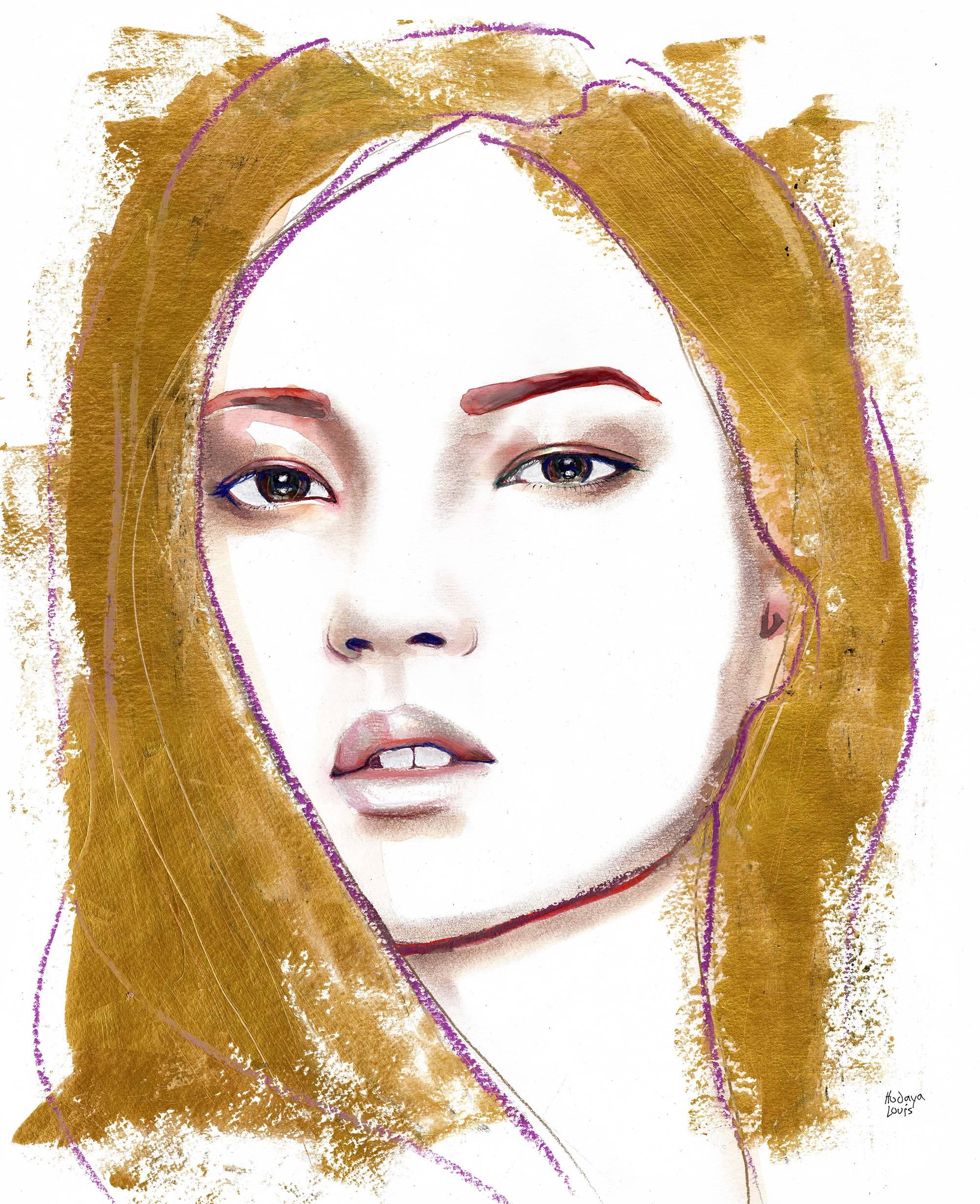 Gold Hair - Painting by Hodaya Louis