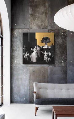 Every Dark Cloud Has Silver Lining painting Original embellished gold leaf