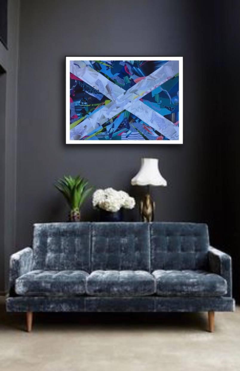 Pulling Together, Original, Collage on Card, Recycled Magazines. Saltire. Signed - Contemporary Mixed Media Art by Tracey Thornton