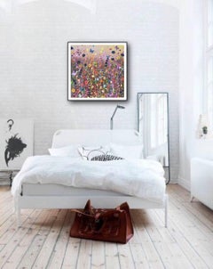 Four Seasons Summer, Original, Acrylic on Canvas, Gold, Field, Abstract, Signed.