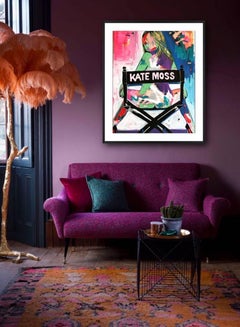 Kate Moss. Original. Acrylic on Canvas, Directors Chair, Lui Magazine, Signed.
