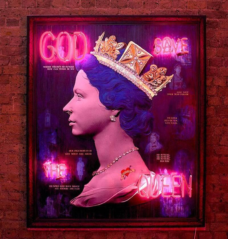 Blue Punk Queen, Original. - Mixed Media Art by Mark Sloper