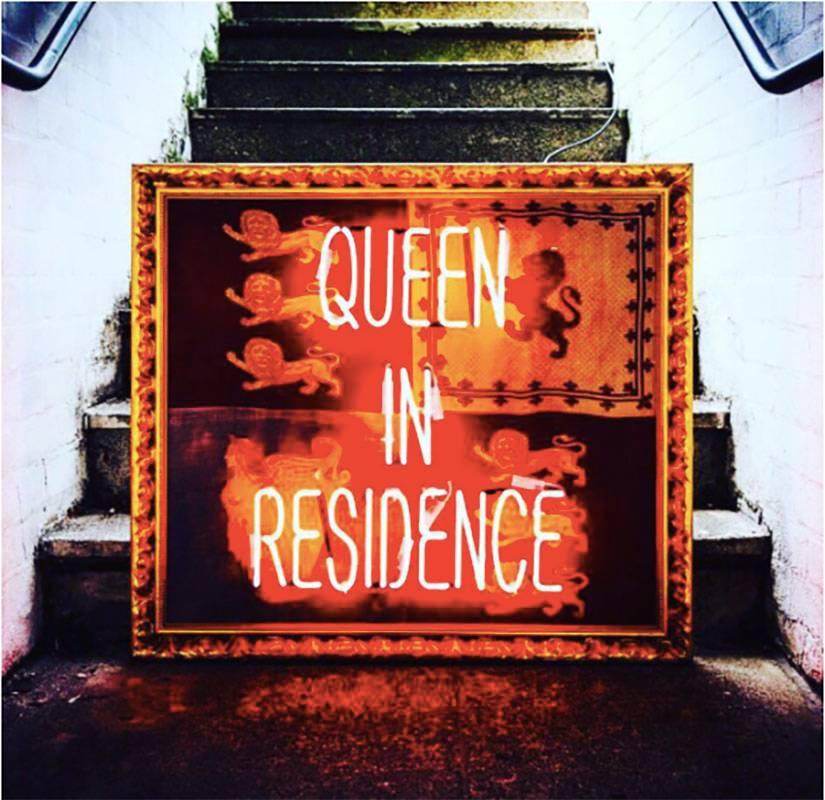 Queen in Residence Neon Red Orange 21st Century Contemporary - Mixed Media Art by Mark Sloper