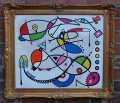 Cant-Dinsky Abstract Expressionist, Gold Gilt Frame, Quirky, Original, Signed. 