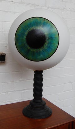 Eyeball, Iris, zebra crossing globe,  oak plant Stand, Quirky Art Piece, Signed