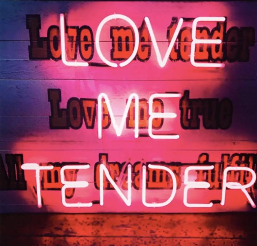 Elvis Love Me TenderNeon Handblown 21st Century Contemporary  Distress Wood Art  - Mixed Media Art by Mark Sloper