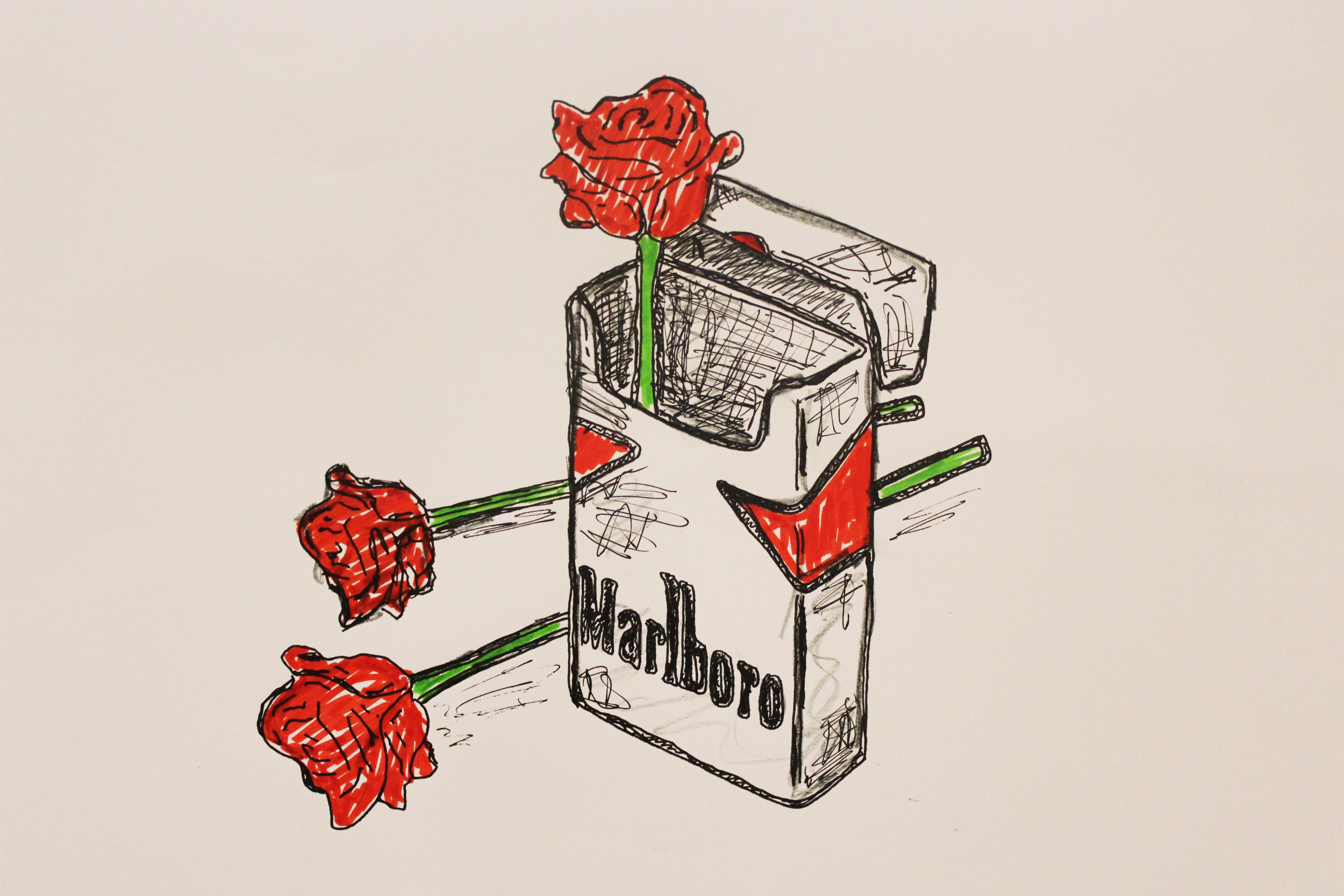 Мальборо рисунок карандашом
