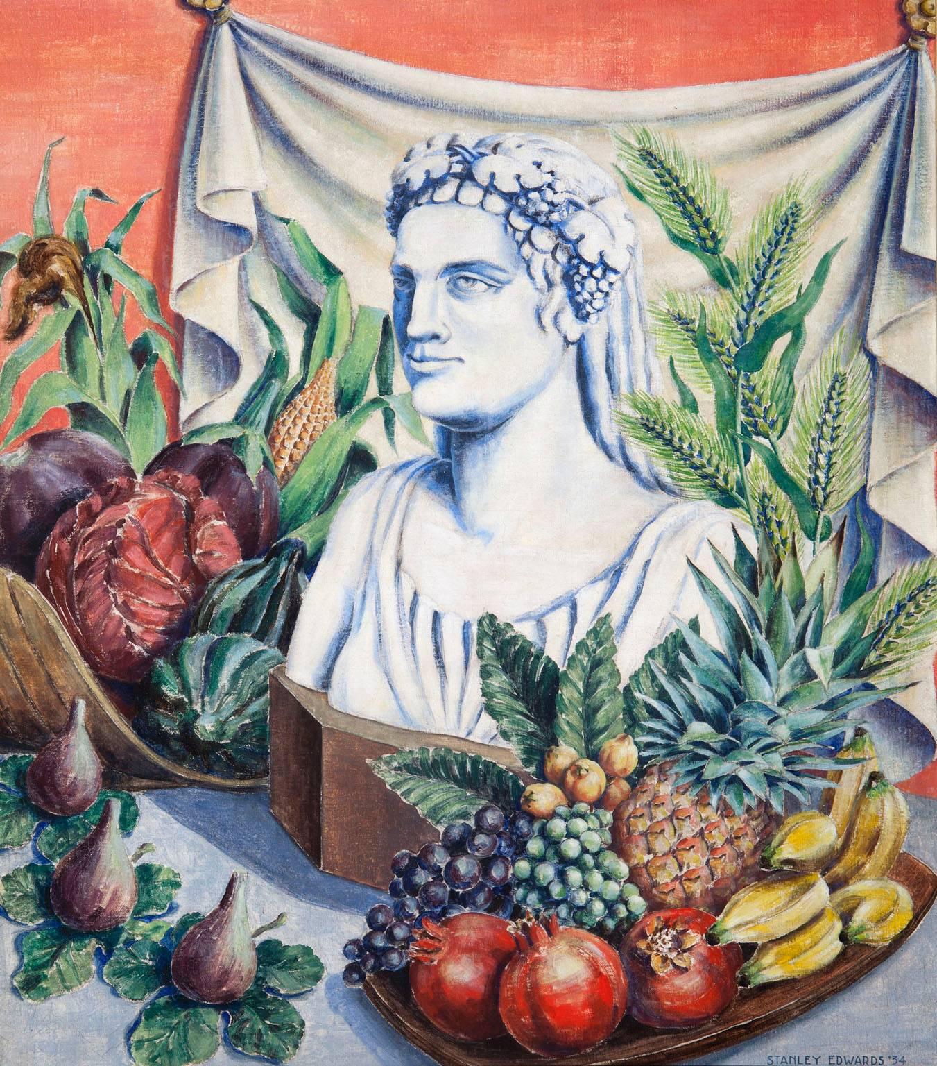 Stanley Murray Edwards Still-Life Painting - Roman Bust with Fruit