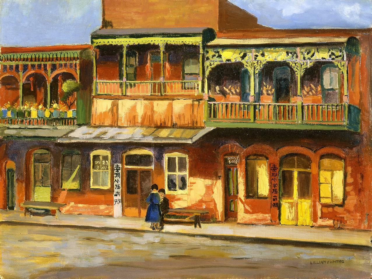 Lillian Whiting Landscape Painting - Chinatown, Los Angeles