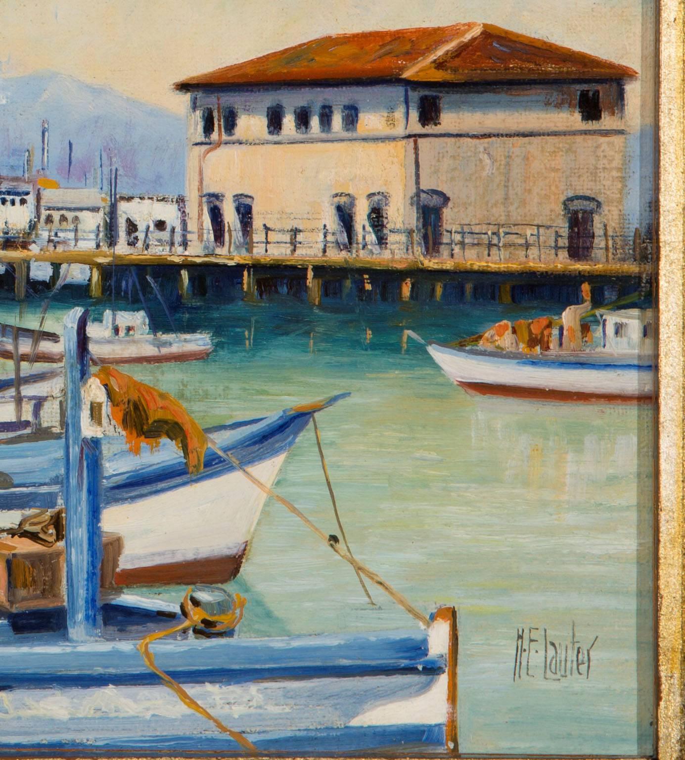 Fisherman's Wharf, San Francisco - Painting by Herman E. Lauter
