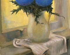 Blue Thistles - Verso: Still Life with Red Flowers