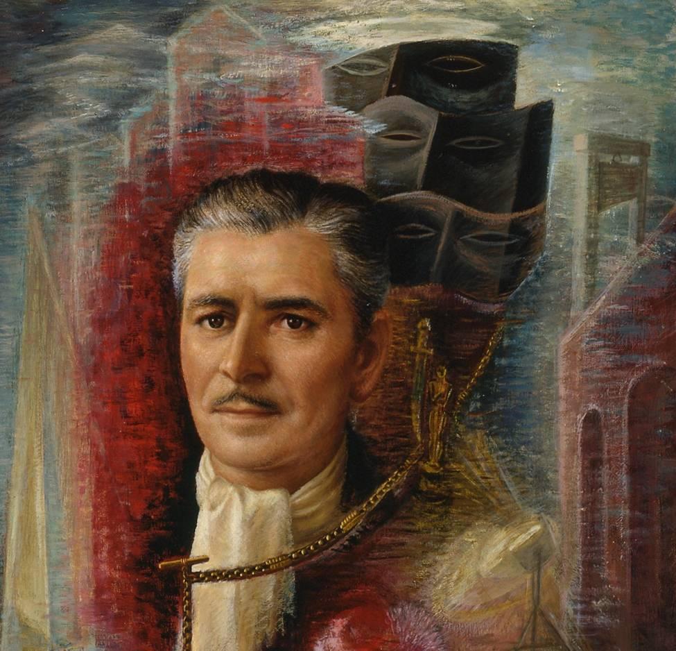 Portrait of Ronald Colman - American Modern Painting by Edna Reindel