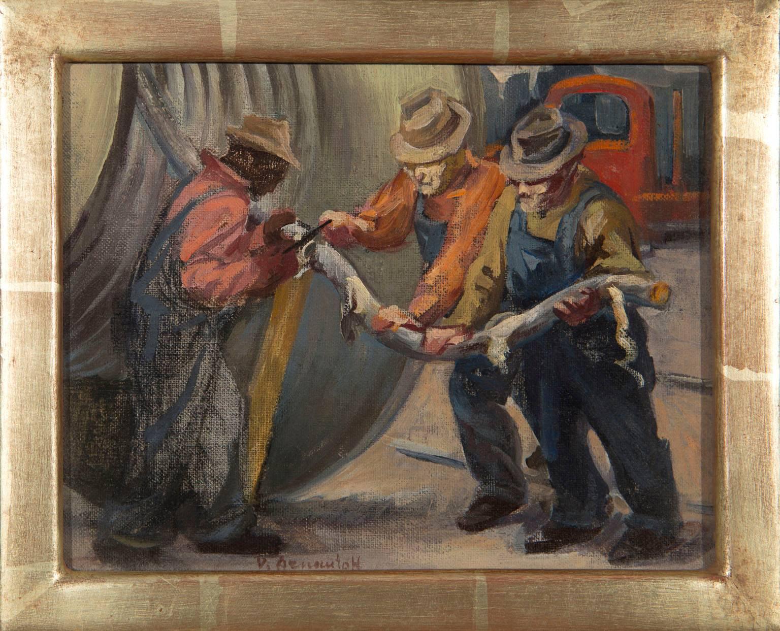 Study for Cable Men - Painting by Victor Mikail Arnautoff