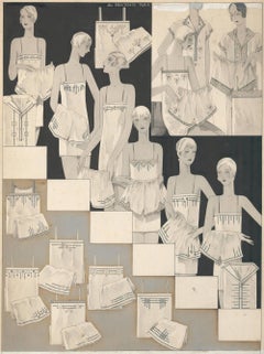 Lingerie-Illustration für 1929 im Au Printemps-Katalog.