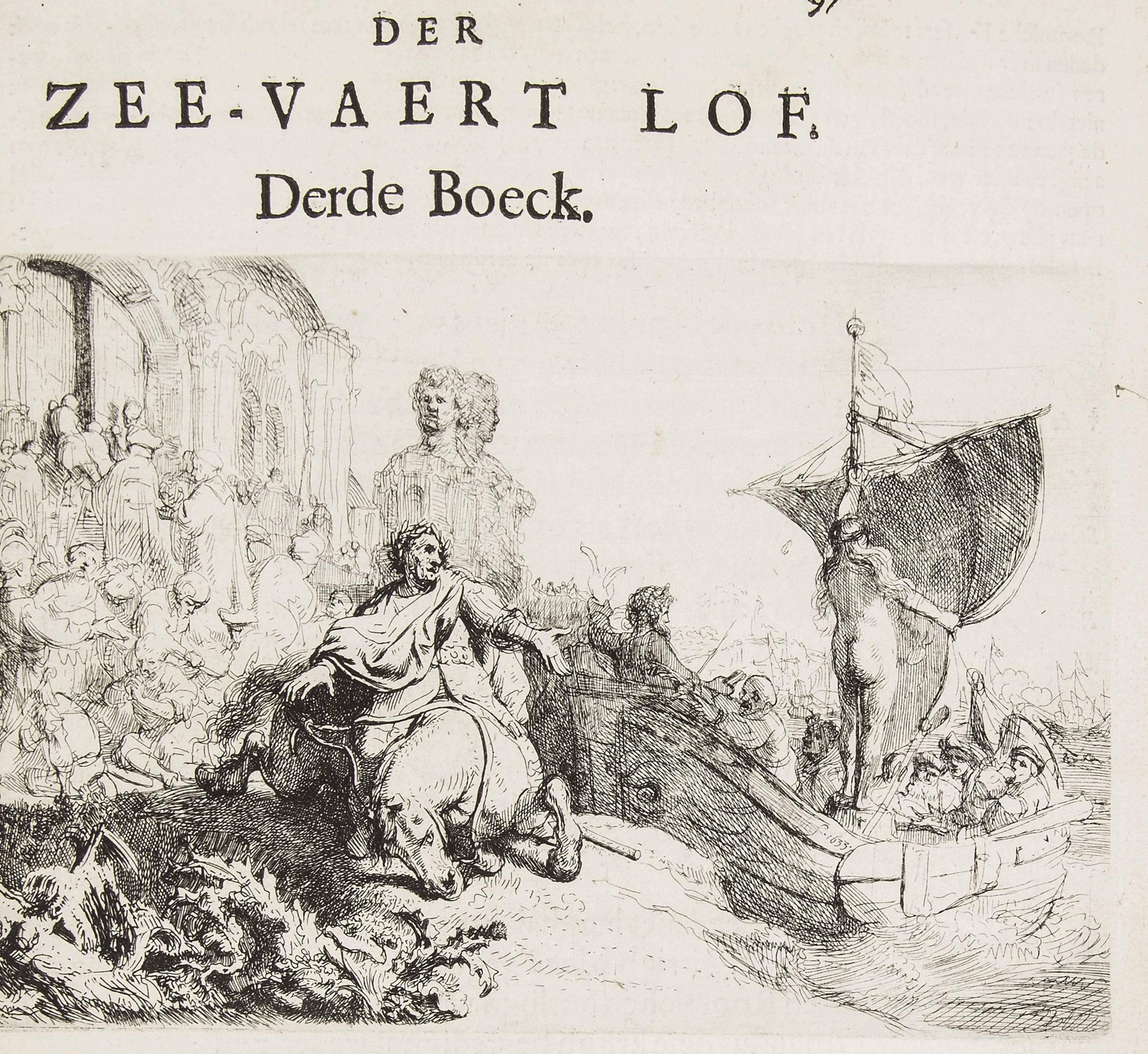 Rembrandt van Rijn Figurative Print - Der Zee-Vaert Lof (ORIGINAL ETCHING BY REMBRANDT)