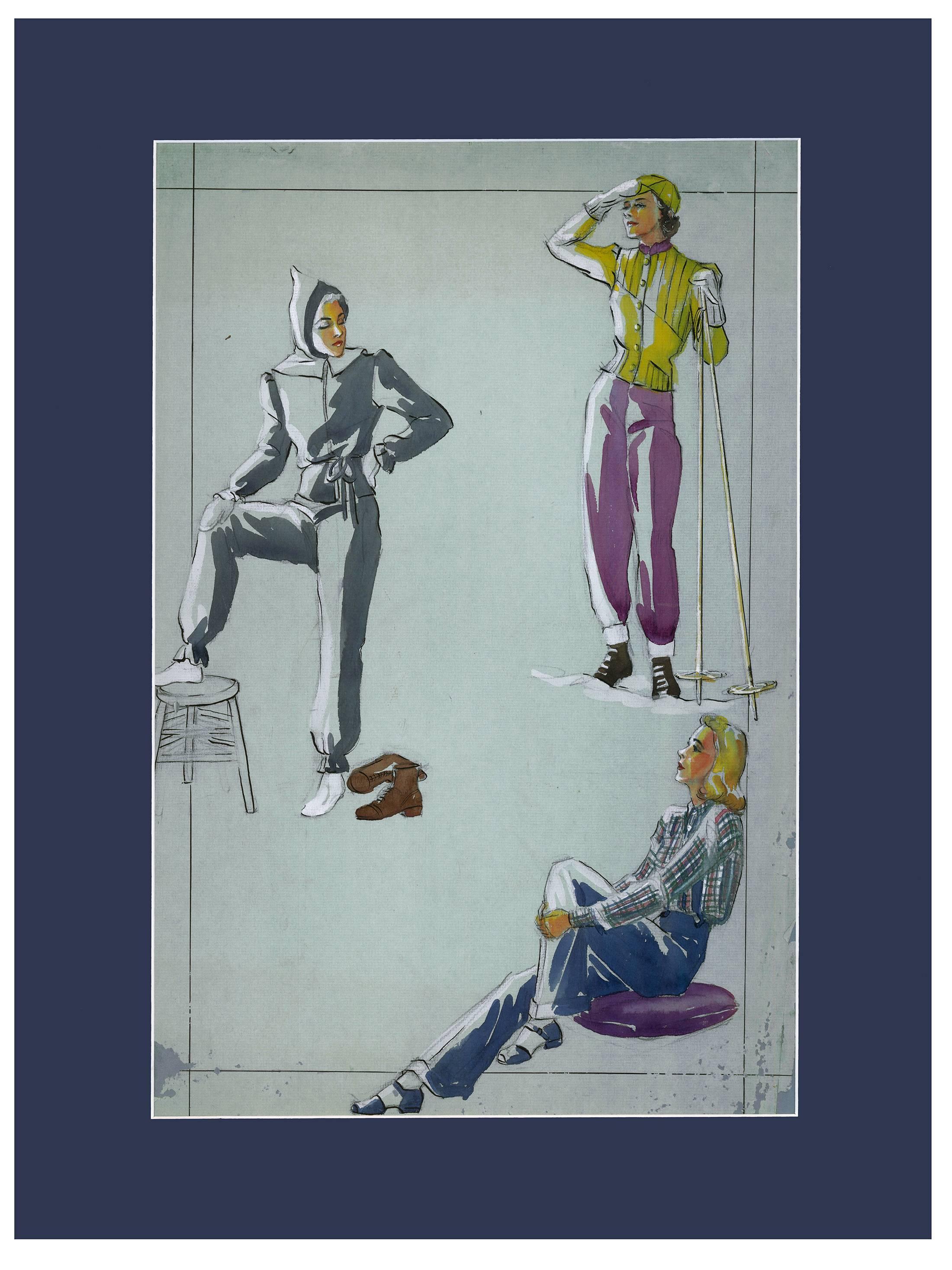 Skiing Fashion Illustration - Art by Unknown