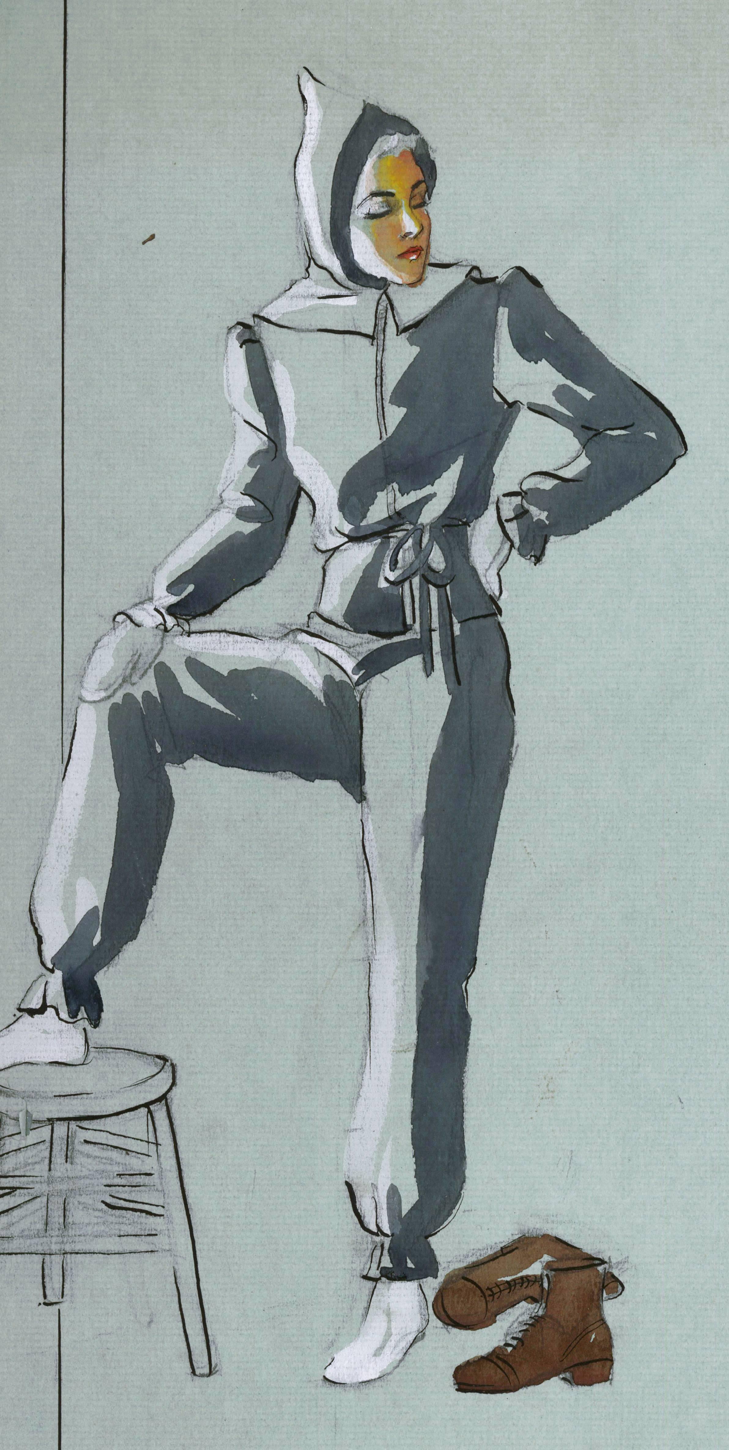 Original gouache and graphite on paper glued to board. European, circa 1930.
