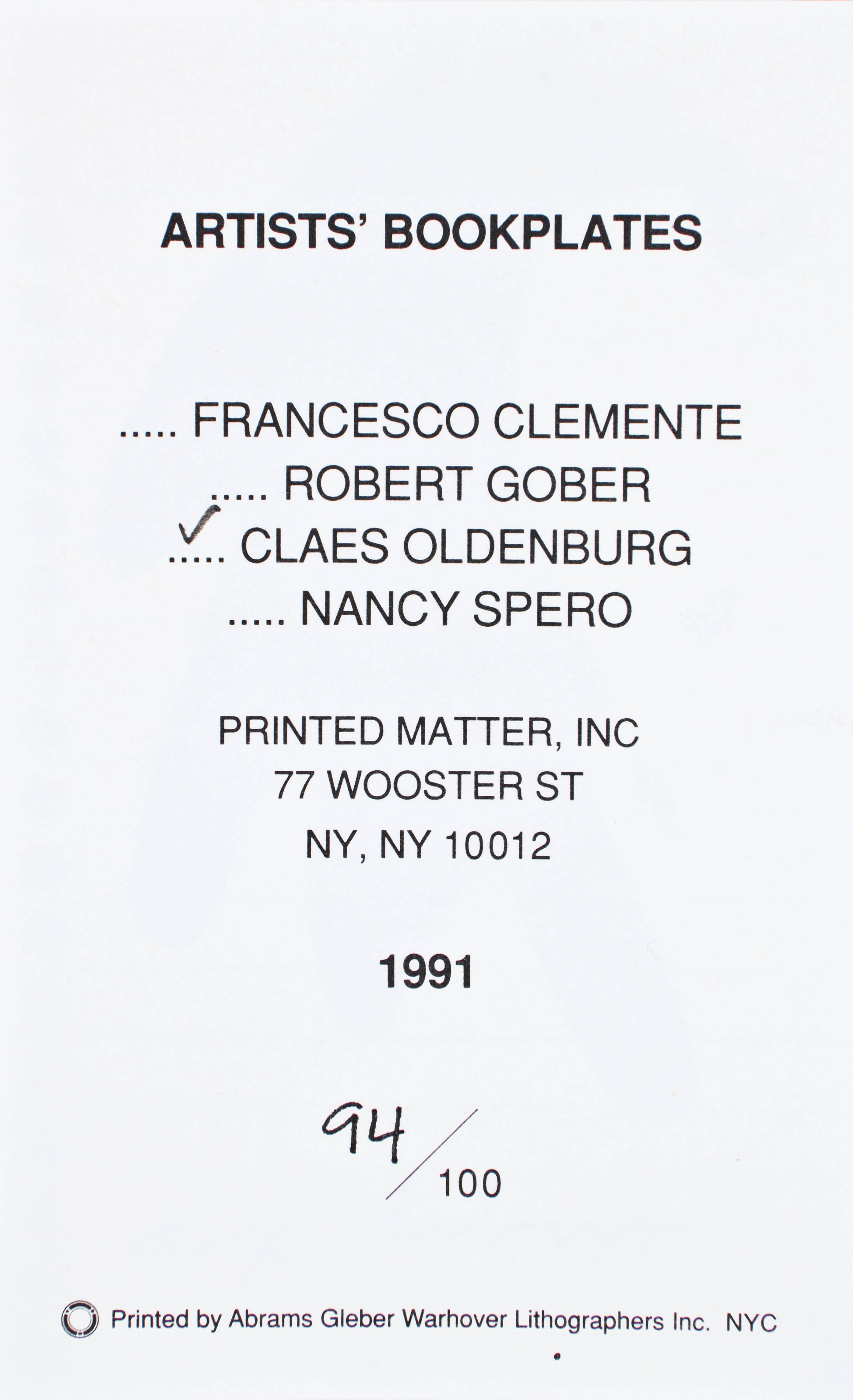 OLDENBURG, Claes. Artists' Bookplates [Ex Libris for Printed Matter]. Archival cardboard box of 250 cards, each 5