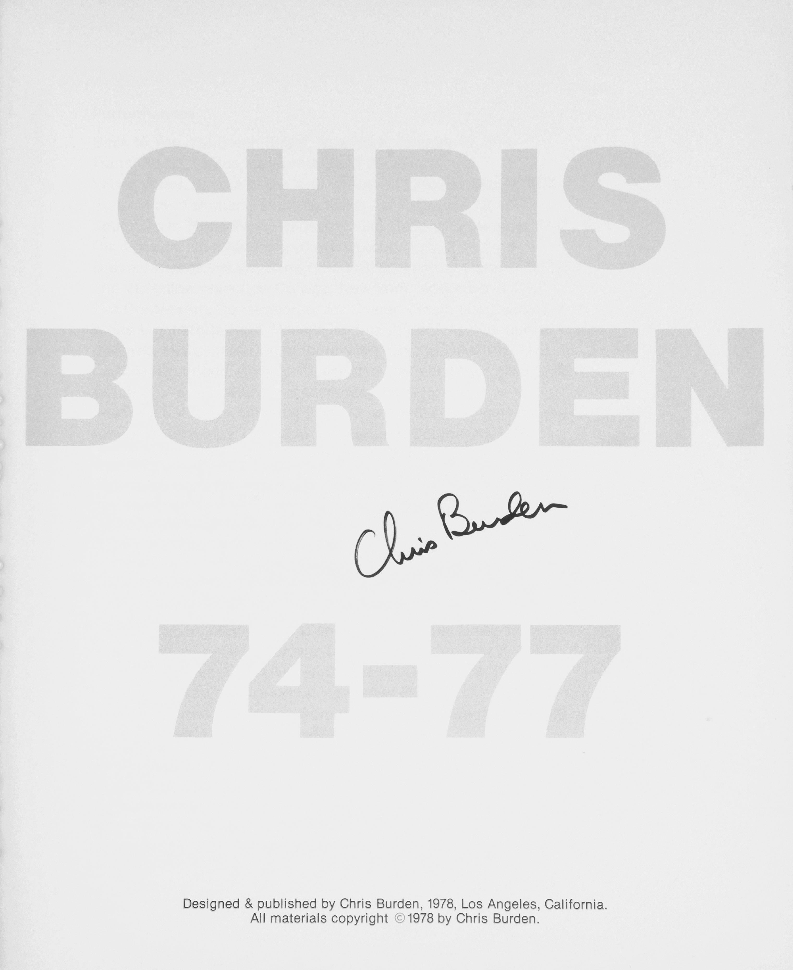 CHRIS BURDEN 74-77 [SIGNED] - Conceptual Art by Chris Burden