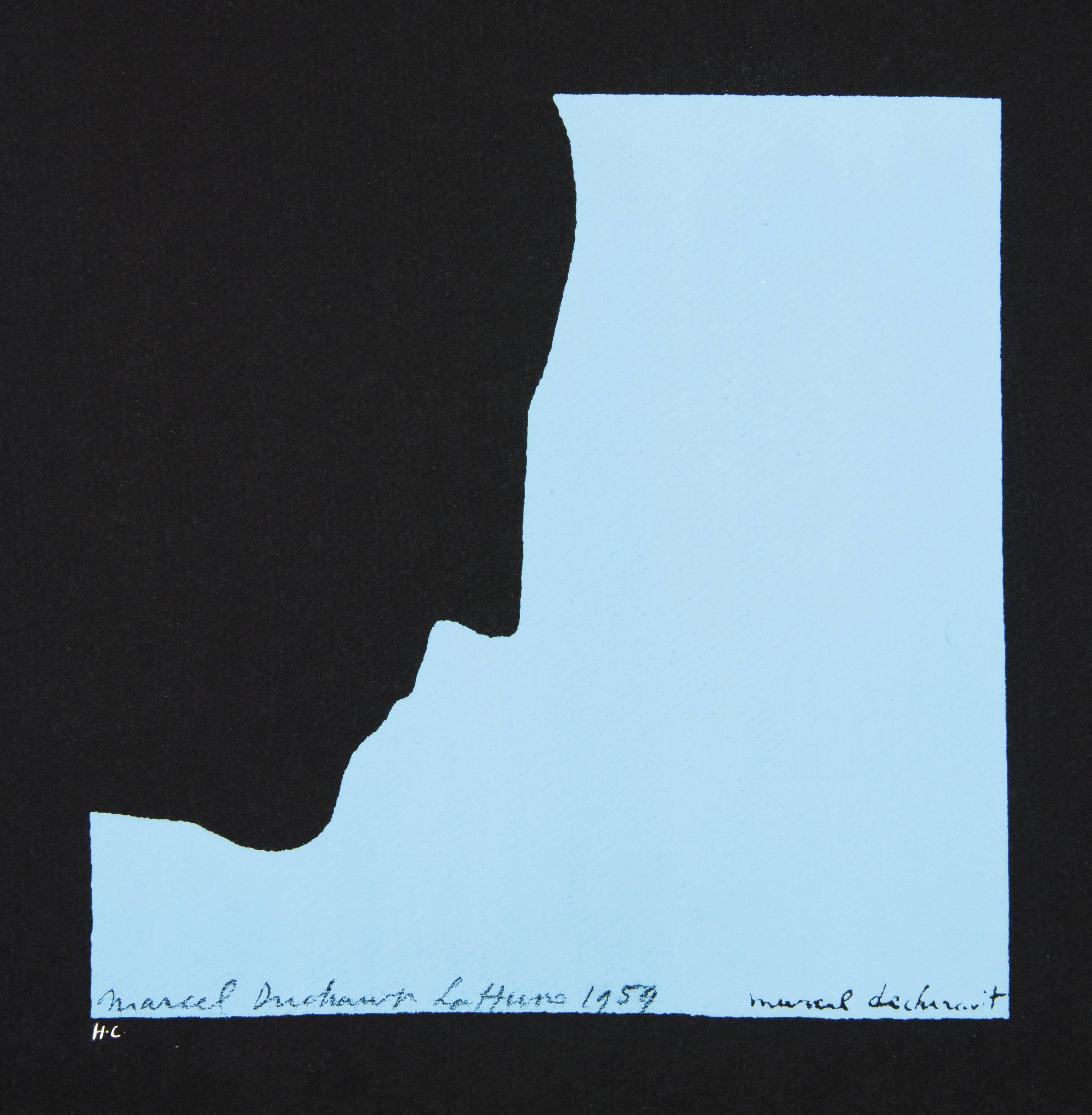 DUCHAMP, Marcel. Fünf Original-Siebdruckplakate von Duchamp: Self-Portrait im Profil. Original-Serigrafien, gedruckt in Blau oder Rot auf schwarzem Montgolfier-Papier. Jeweils mit gedruckter Unterschrift unten rechts: 