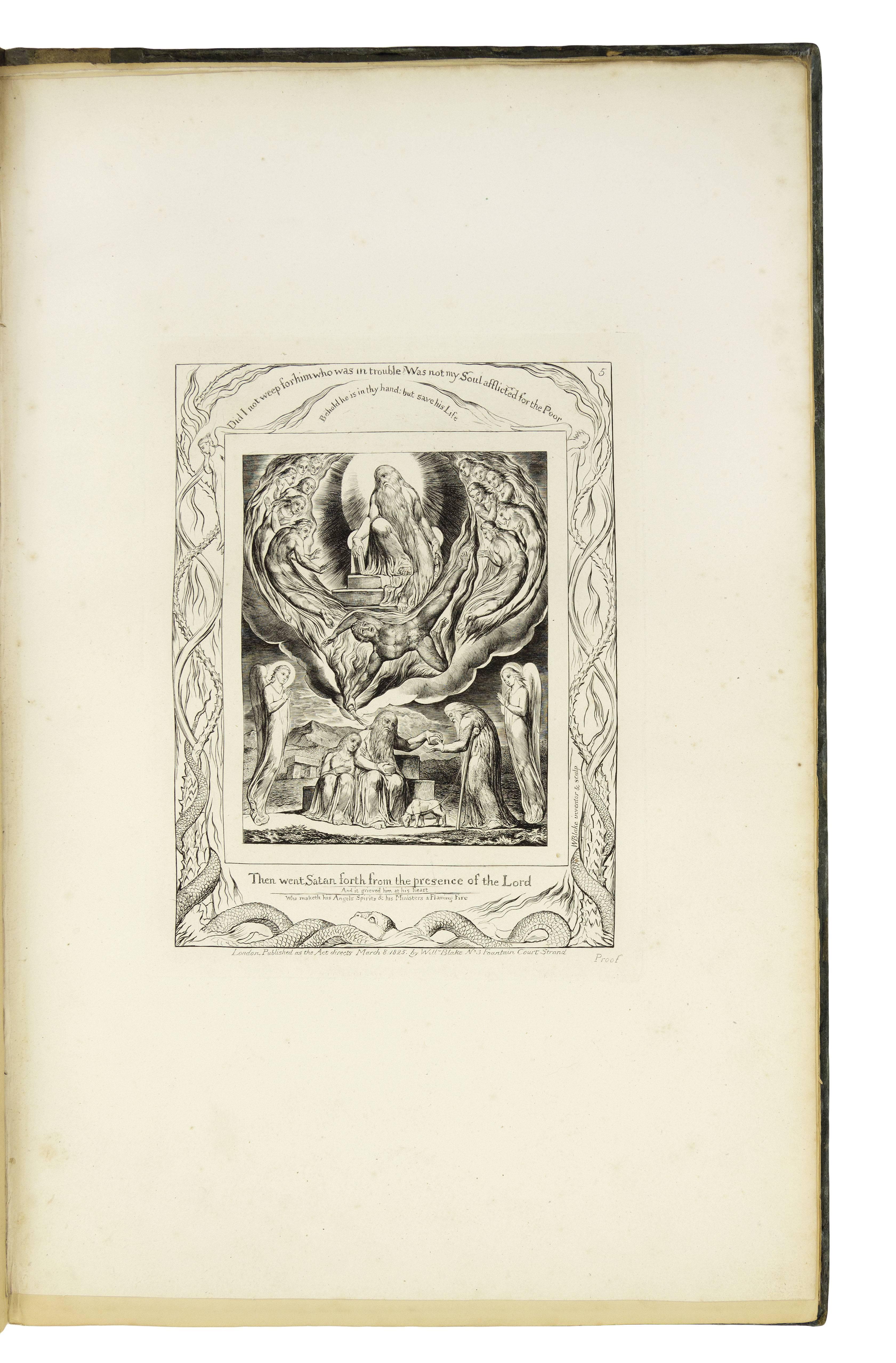 BLAKE, William. Illustrations of the Book of Job - Beige Figurative Print by William Blake
