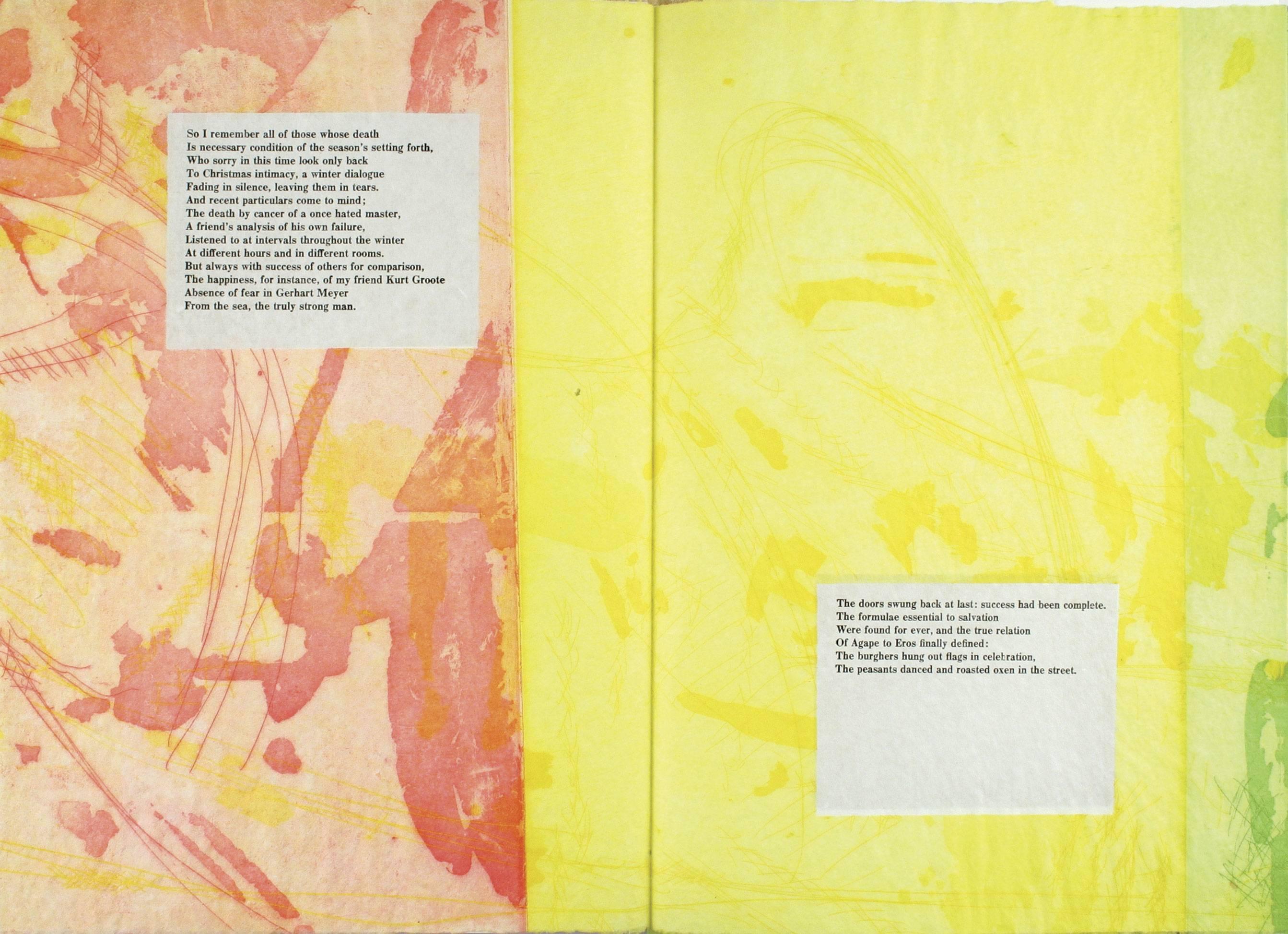 TUTTLE, Richard. Early Auden. By W.H. Auden. Illustrated title-page and 10 accordion-folded panels of translucent paper wrapped around white bristol paper containing colour aquatints by Richard Tuttle. Folio, 350 x 215 mm, bound in smooth white