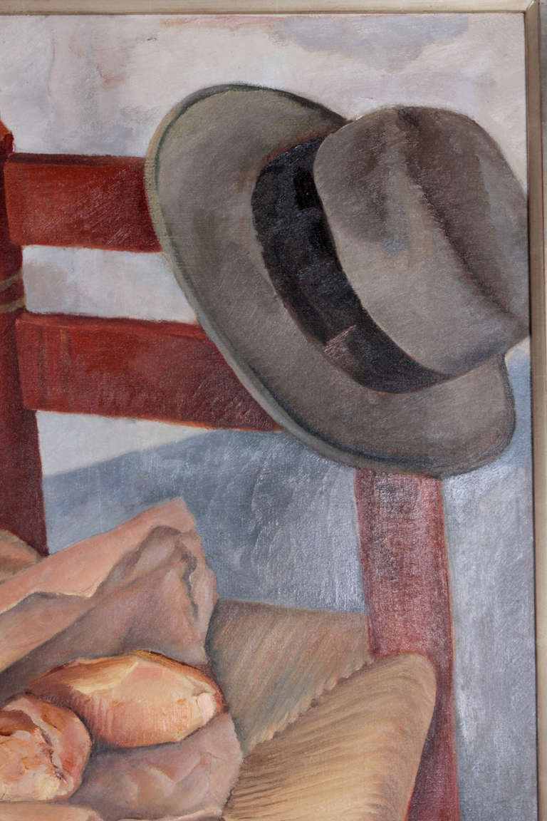 VICTOR ARNAUTOFF (1896-1979) USA 

The Felt Hat c. 1930 

Oil on canvas, white gold frame 

Signed: V. Arnautoff, lower right 

Exhibited: Art Center San Francisco, 1931 (see image of the review in the San Francisco Examiner, July 12th,