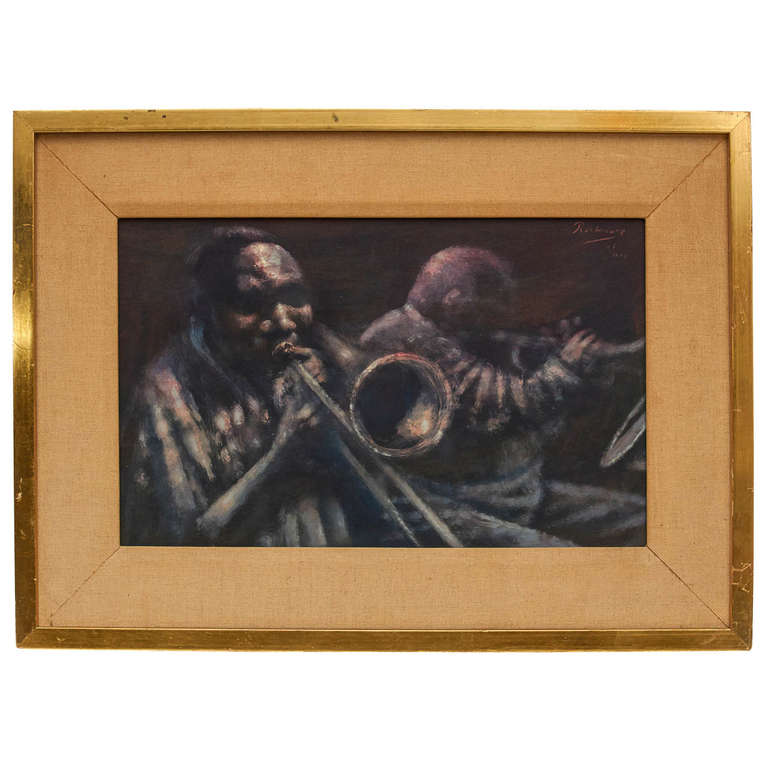 Noel Rockmore Figurative Painting - Jim Robinson & Percy Humphrey - New Orleans Jazz (Preservation Hall Portraits)