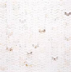 White Collars, Robert Larson, Found Objects, Abstract, Geometric, Linen