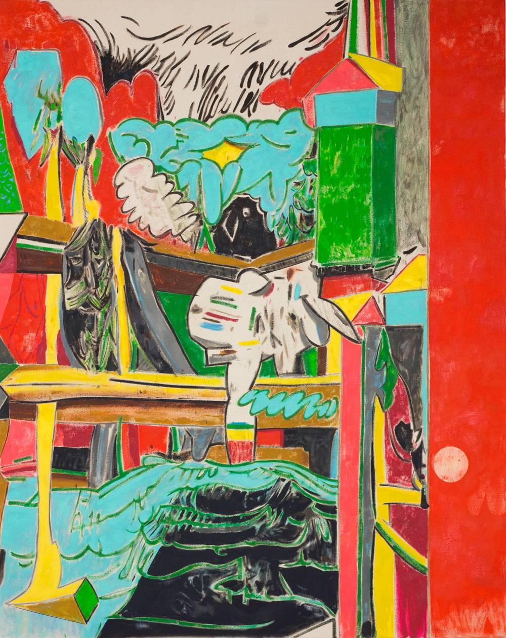 Scott Anderson Abstract Painting - Holding Food-Court