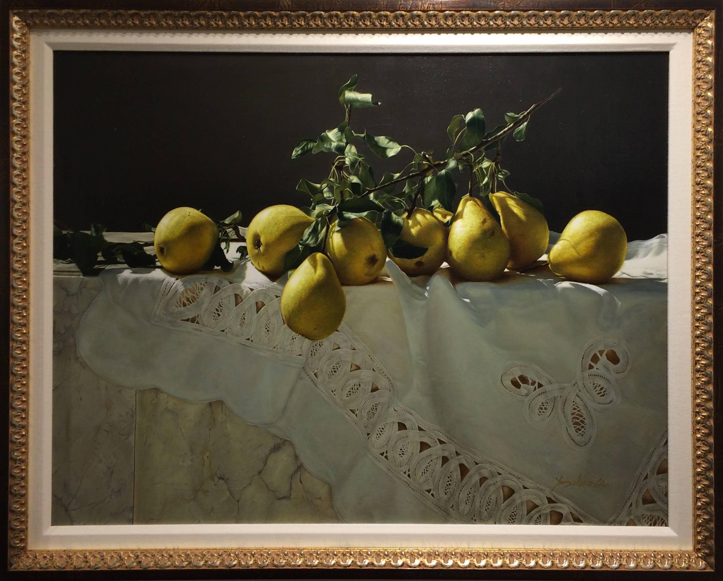 Yingzhao Liu Still-Life Painting - Pears On Cloth