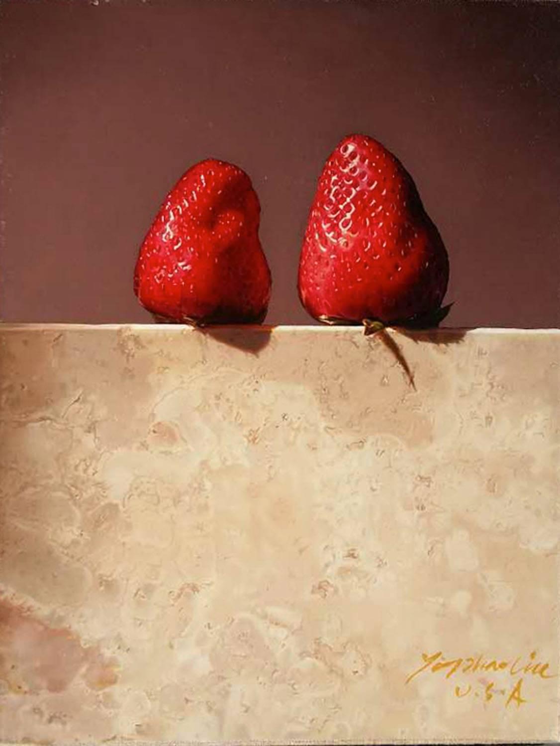 Yingzhao Liu Still-Life Painting - Strawberry Duet