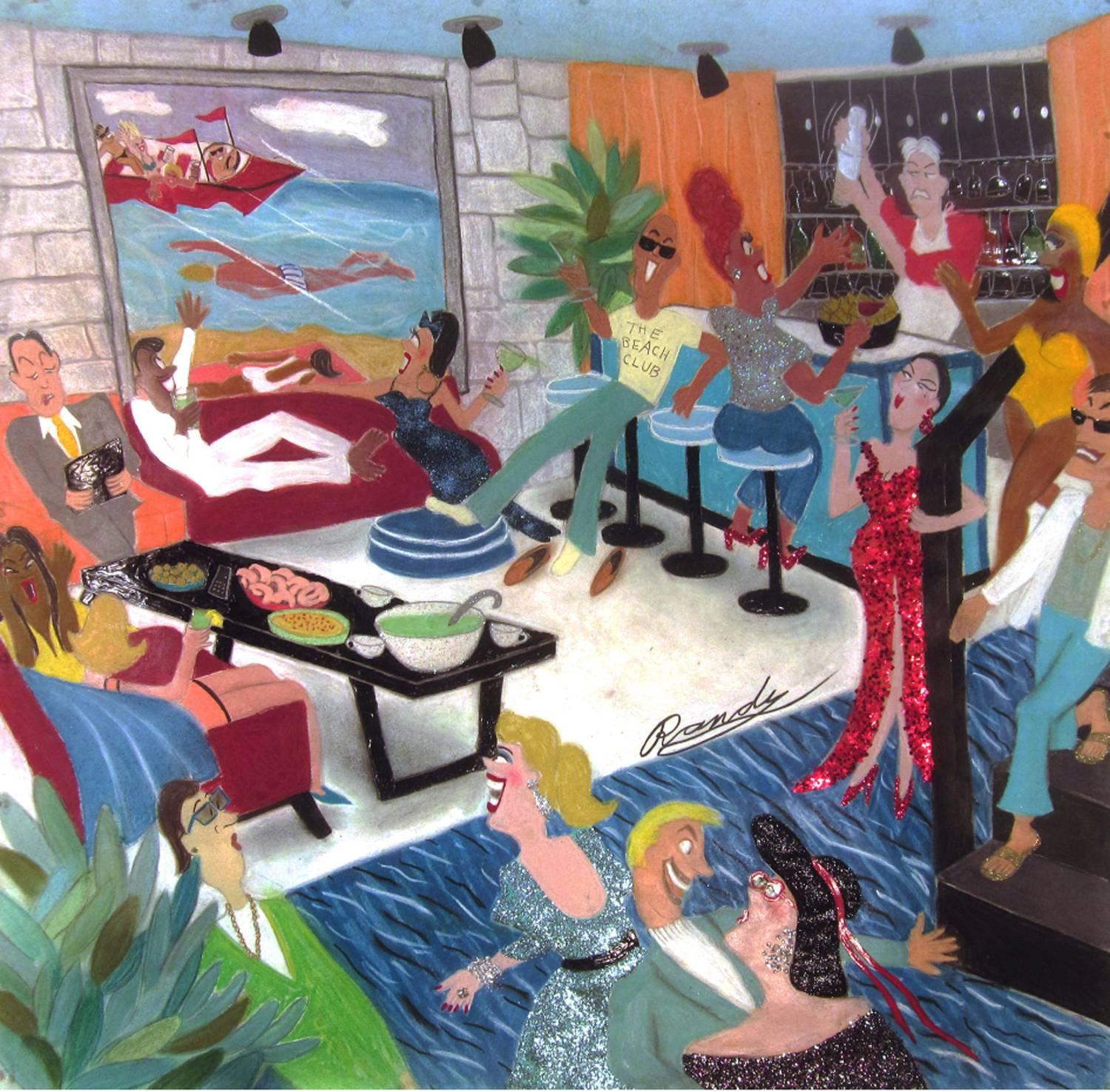 Beach House Party - Mixed Media Art by Randy Stevens