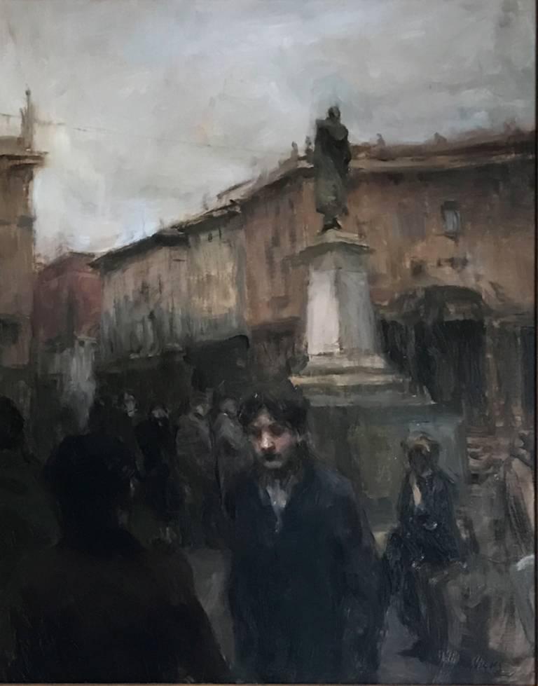 Ron Hicks Landscape Painting - Gray Day Milan