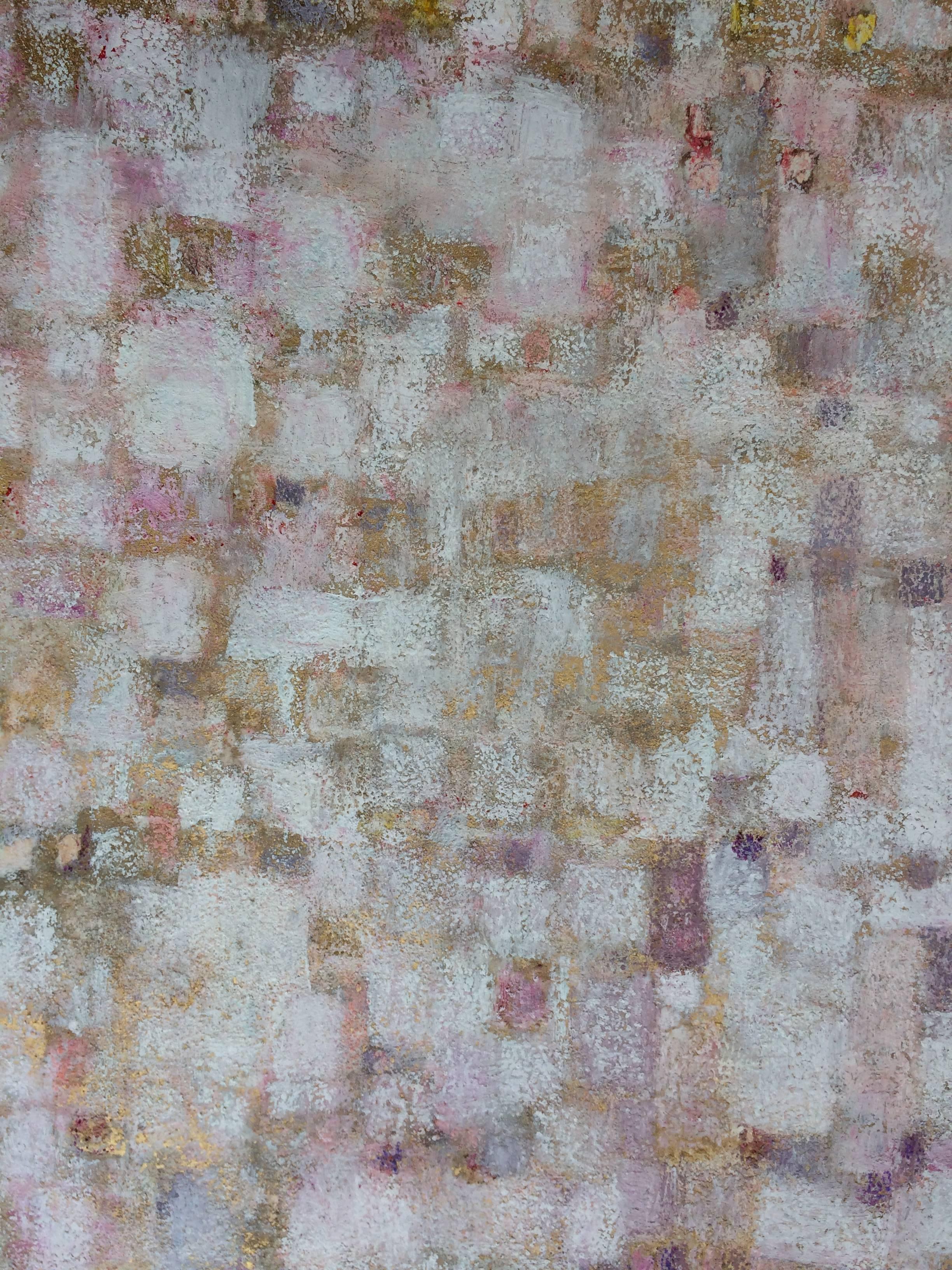 White Pink - Gold Figurative Painting by Nadee