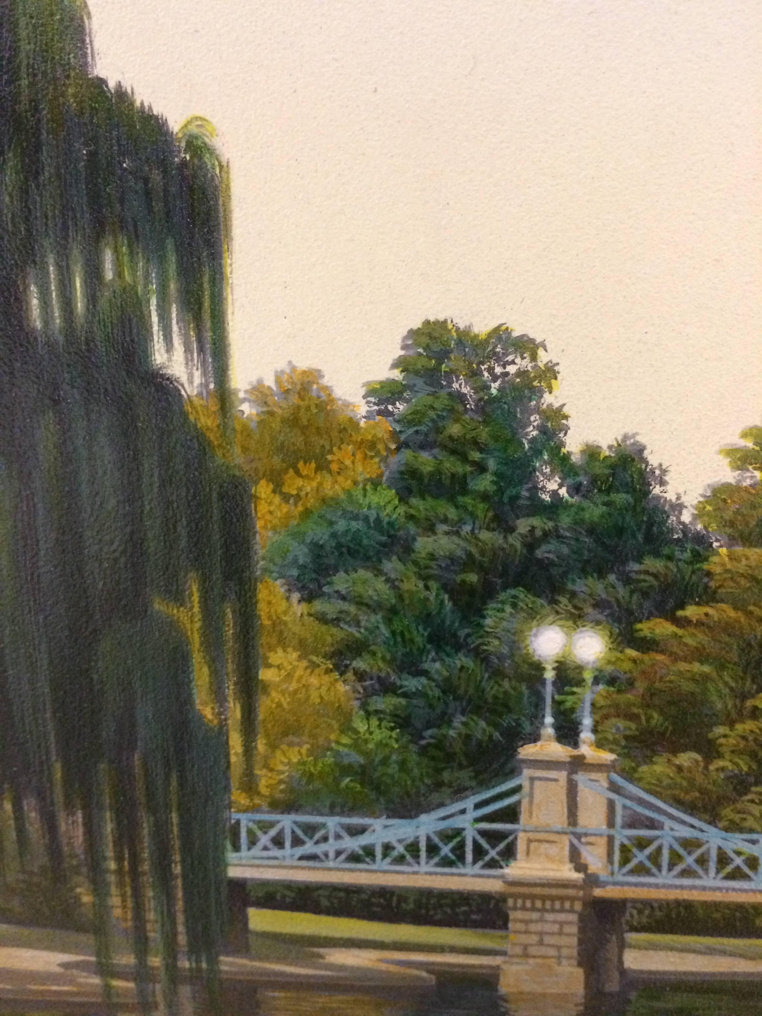 Boston Public Garden - American Realist Painting by Jim Buckels