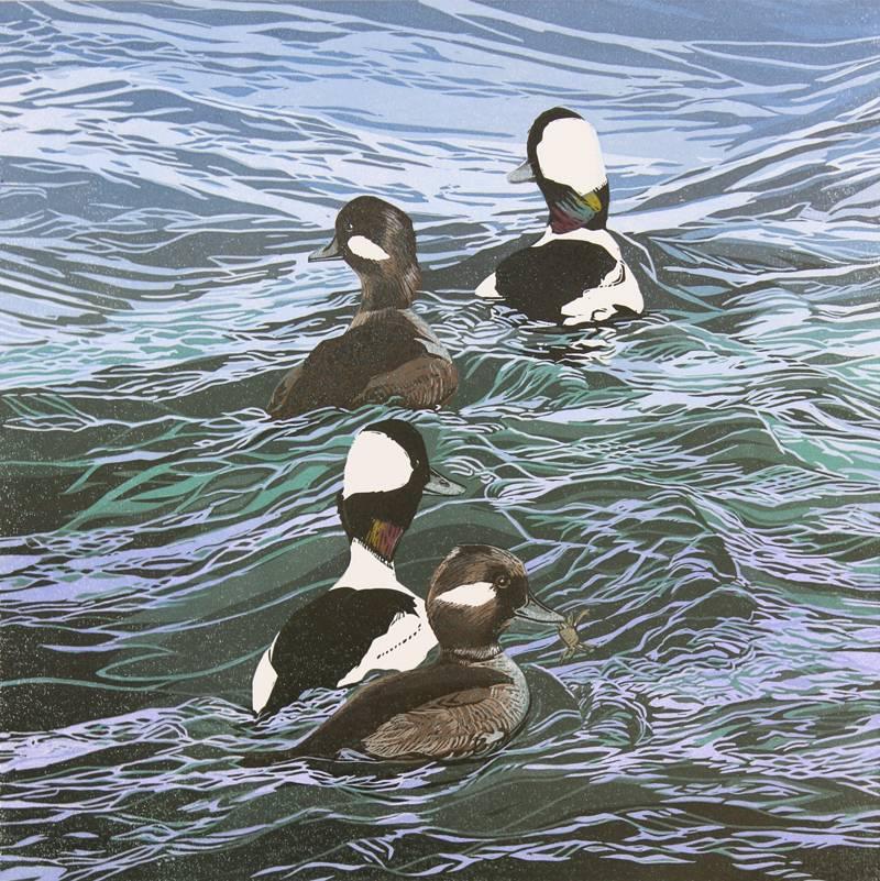 Dinner Party (water, birds, loons) - Print by Sherrie York