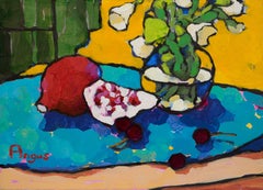 Angus Wilson - Cherries and Pomegranate on Blue Cherries and Pomegranate on Blue