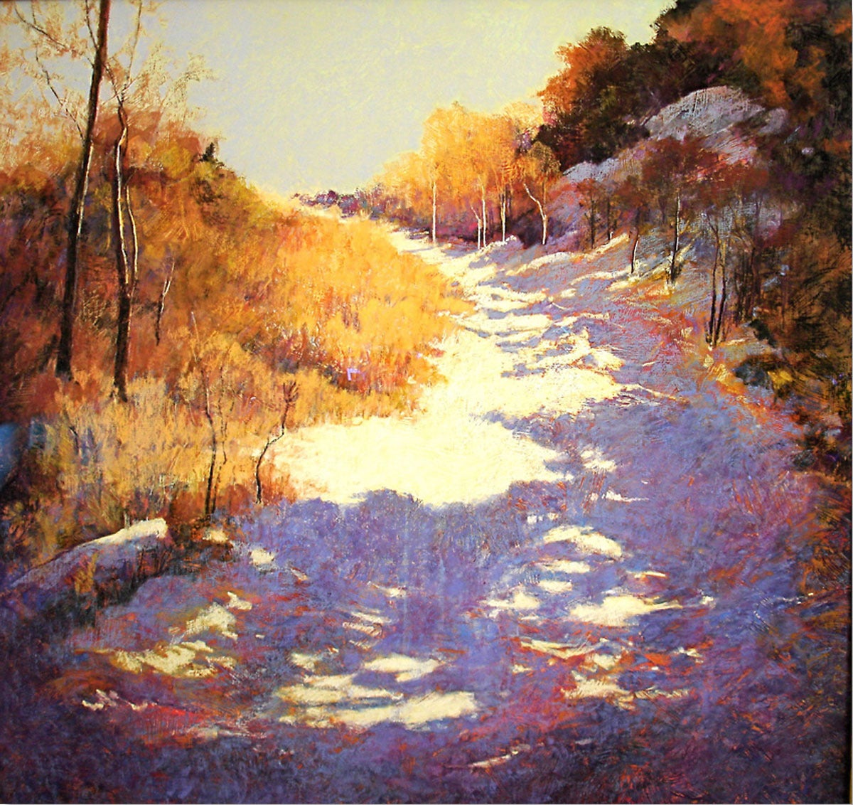 Elizabeth Sandia Landscape Art - Snowy Road