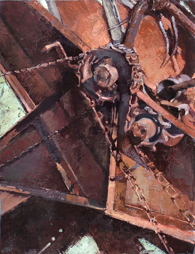 Jill Soukup Landscape Painting - Rusted Gears