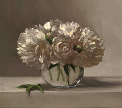 Peonies in Glass Vase