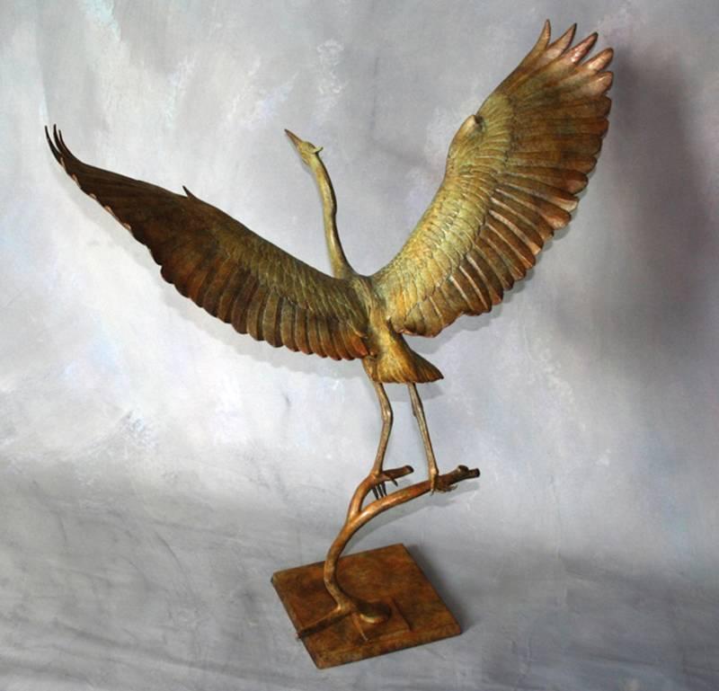 Release (sculpture, bronze, bird, stork) - Sculpture by Neil Clifford