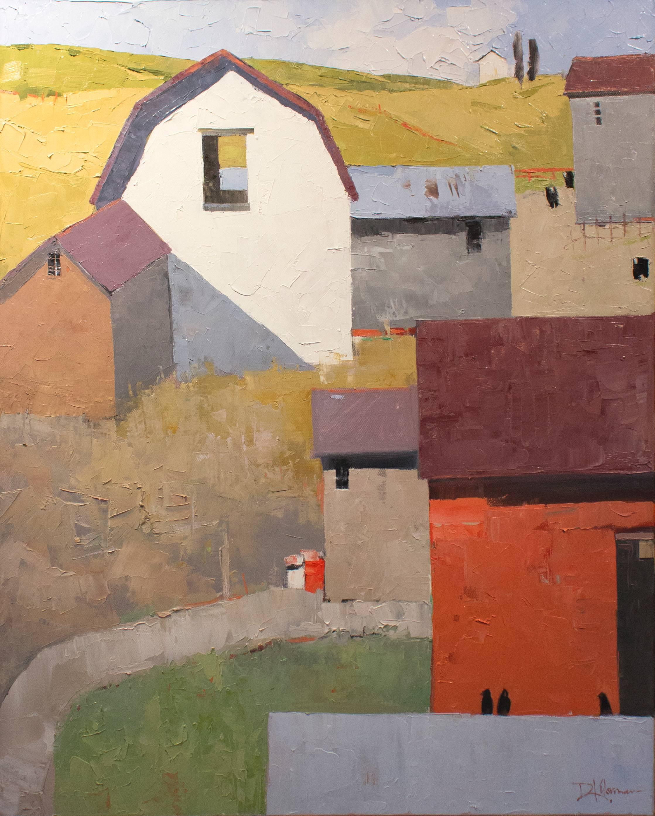 Well Used Barns II - Painting by Dinah Worman