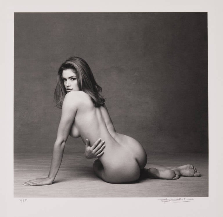 Patrick Demarchelier Nude Photograph - Cindy Crawford (Platinum Print)