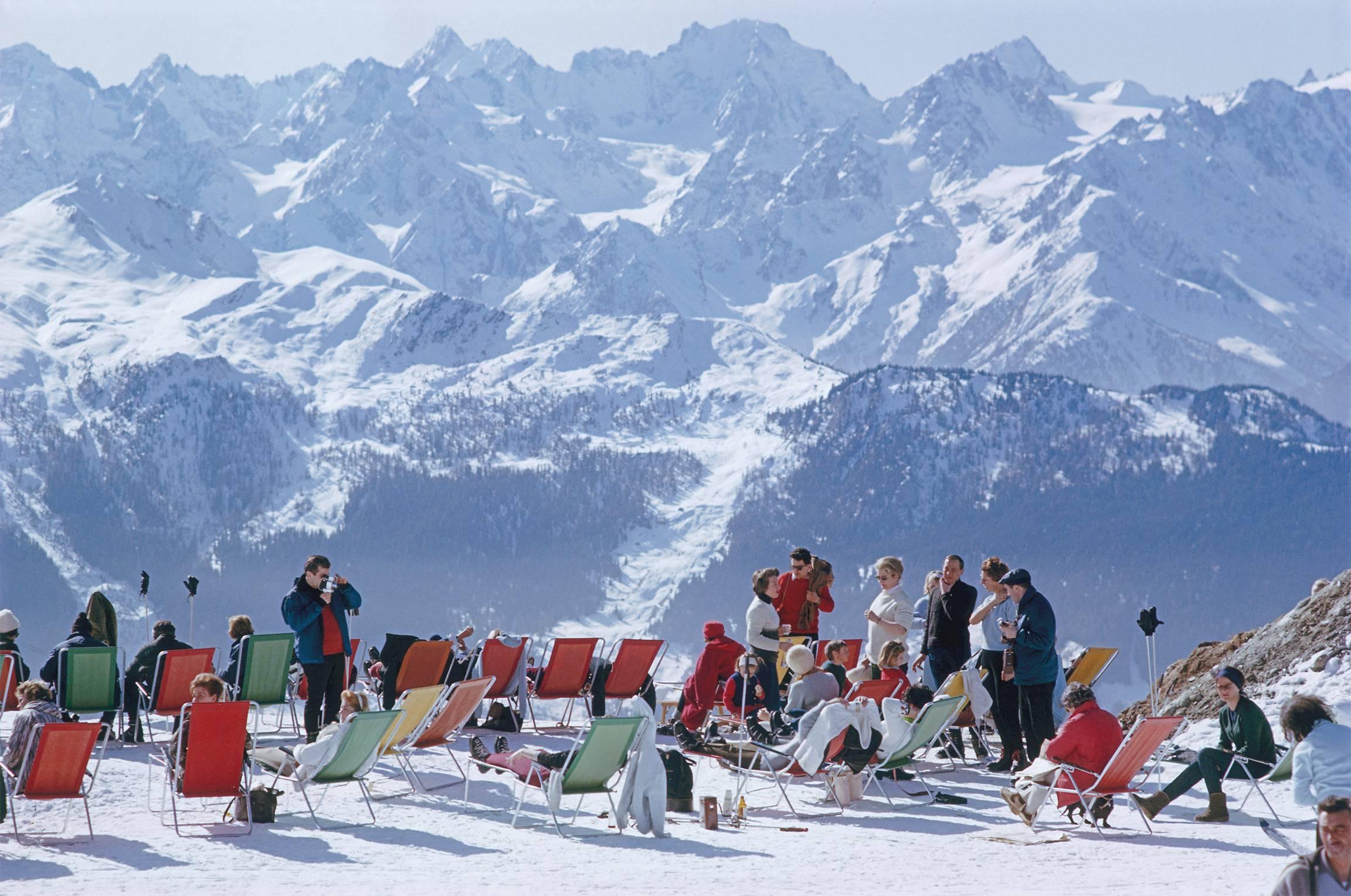 Slim Aarons Color Photograph - Lounging in Verbier