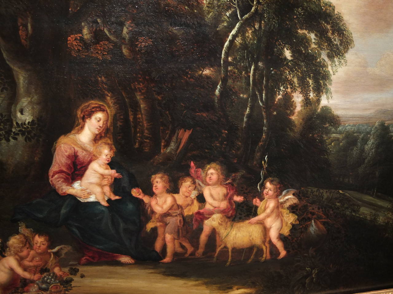 Madonna with child and Saint John the Baptist - Painting by Pieter van Avont